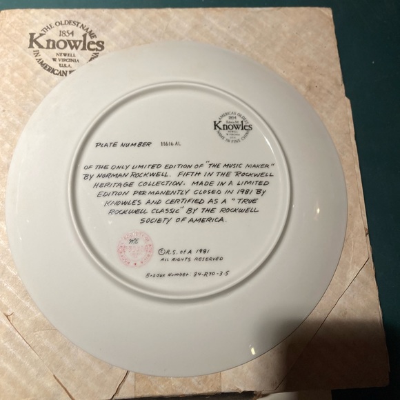 Collector plate from Edwin Knowles, the music maker. - Picture 2 of 4